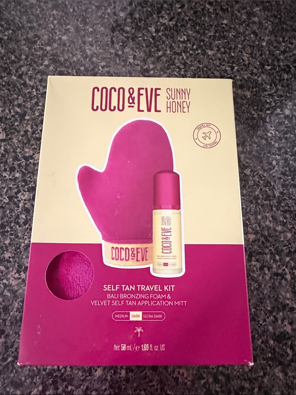 Coco & Eve Sunny Honey Self Tan Travel Kit with Pink Mitt